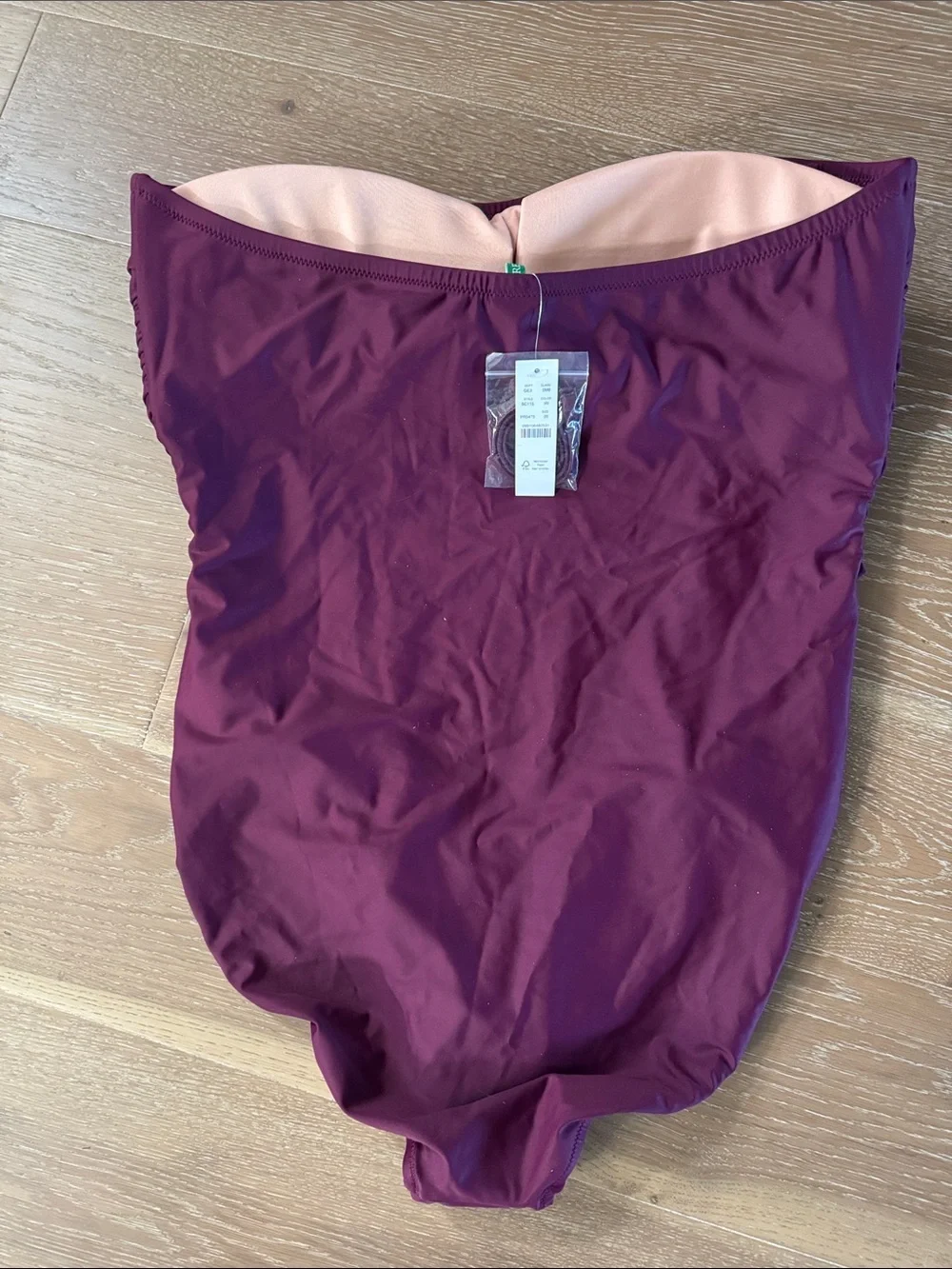 NWT J.Crew Gemma Ruched Bandeau One-Piece Swimsuit Womens 20 Maroon Simple Beach
